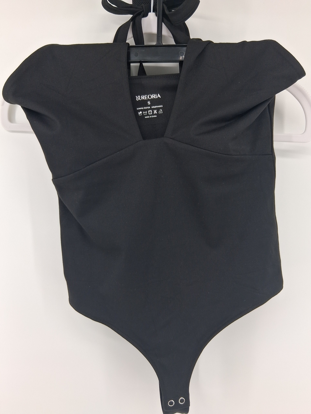 ReoRia Black V-Neck Halter Bodysuit
